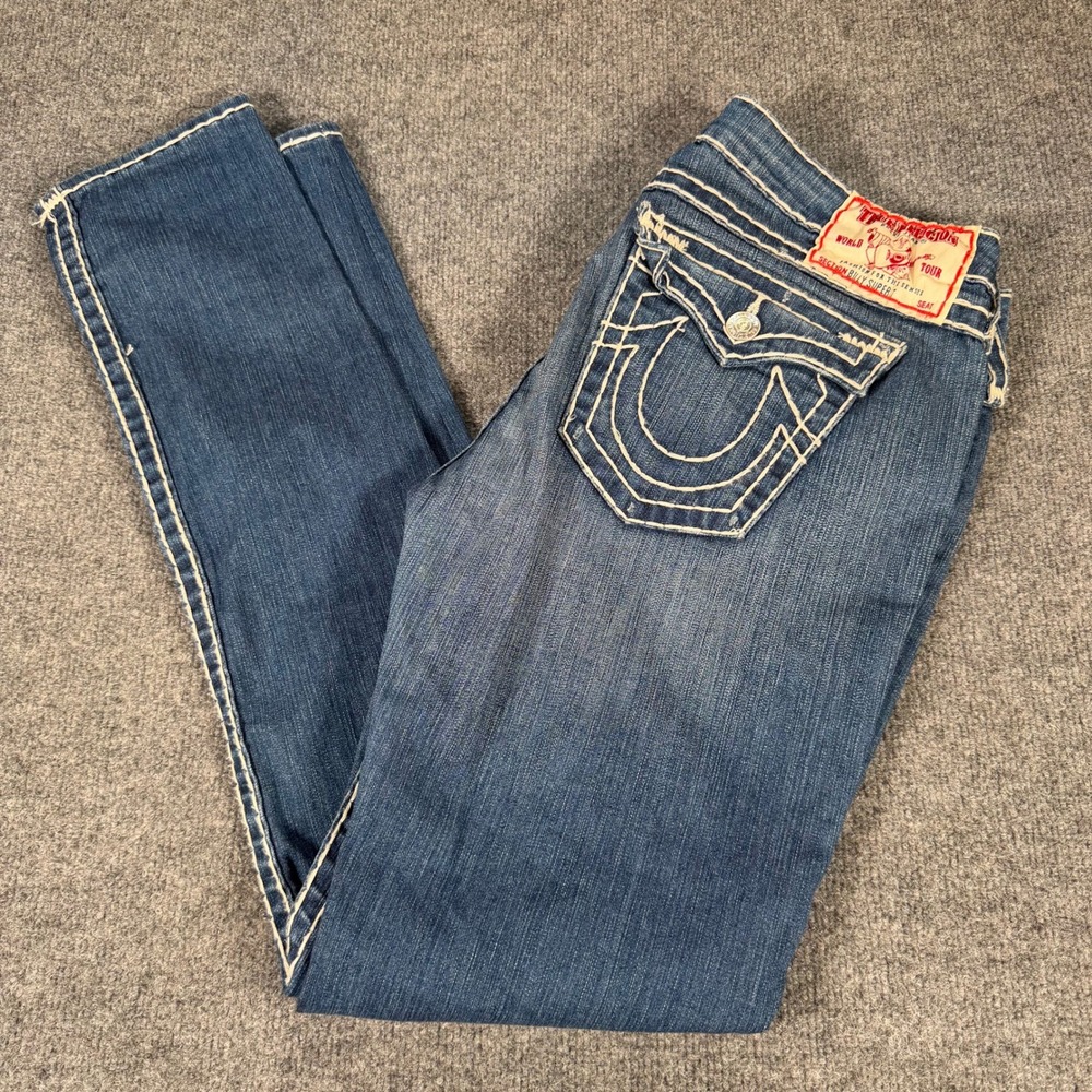 True Religion Billy Super T Jeans Womens 32 Medium Straight Leg USA Made #4503